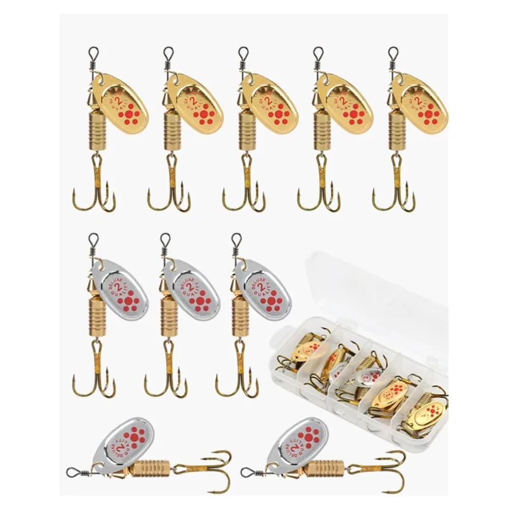 10 Pz 6.7 cm 7g Spinner Cucchiaio Esca In Metallo Richiamo di Pesca Paillettes Crankbait Cucchiaio Esche per Spigola Trota Pesce Persico Luccio Rotante