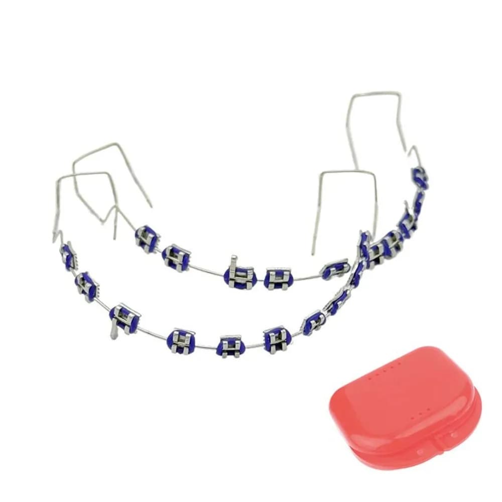 Decorazioni Dentali Temporanee Colorate con Fili Metallici, Legature Ortodontiche con Scatola, Finte Apparecchi Ortodontici