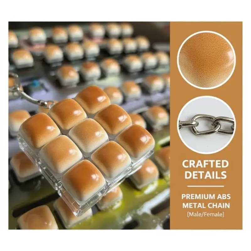 Bread Keycap Stress Relief Clicker Keychain Mechanical Keyboard Button Decompress Fingertip Keyring
