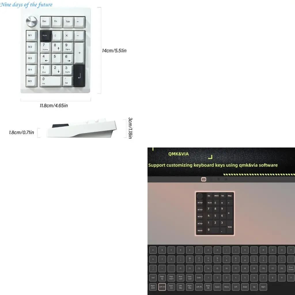 GMK26 Mechanical Numpad with Customizable Support QMK/VIA Digital Keypad for Designers and Accountants E65A