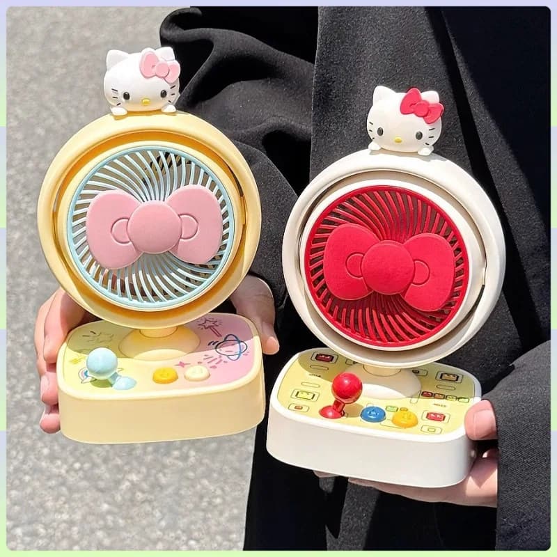 Sanrio Summer Hello Kitty Mini Fan Anime Simpatico cartone animato Ventilatore da tavolo Studente Bambini Campus Ragazza Kawaii Ventilatore all'aperto portatile