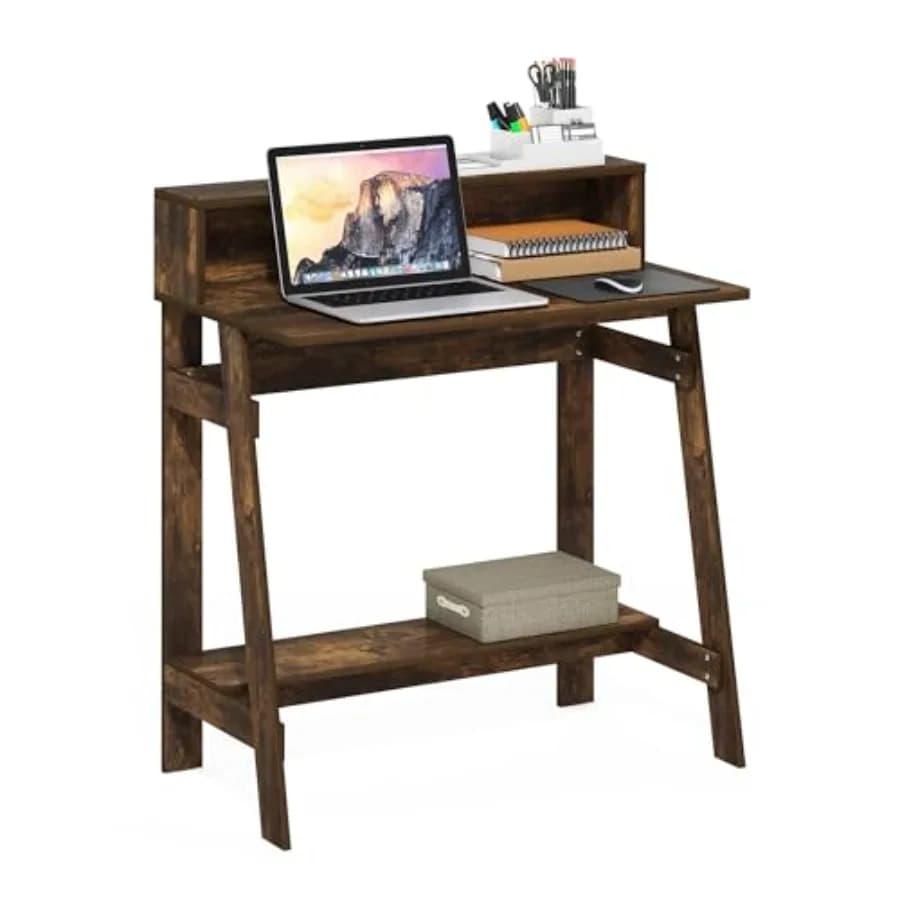 Scrivania Semplice e Versatile con Supporto Monitor, Scrivania a Telaio a A con Ripiano, Scrivania per Computer per Ufficio, Casa, Camera da Letto, Studio