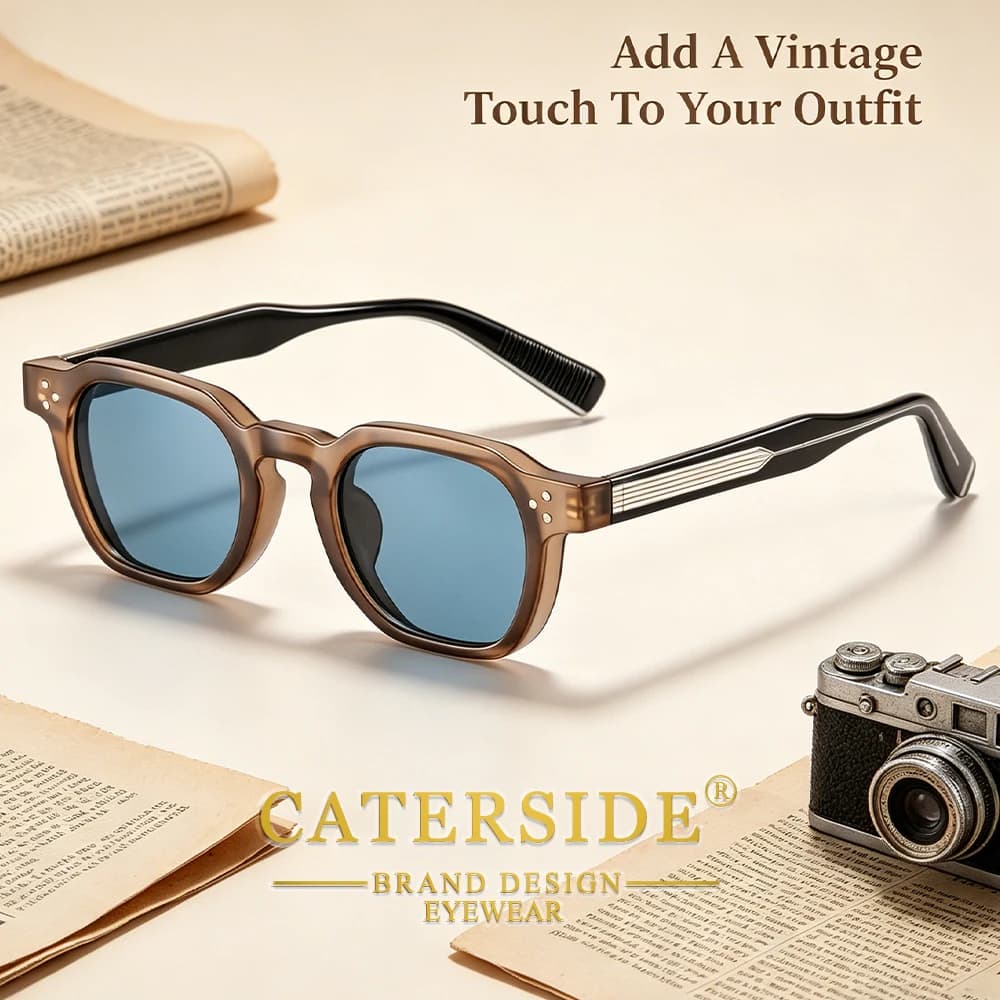 CATERSIDE Retro Men's Sunglasses High-Quality Square Sun Glasses Women's Outdoor Travel Beach Summer Fashion Glasses Uv400