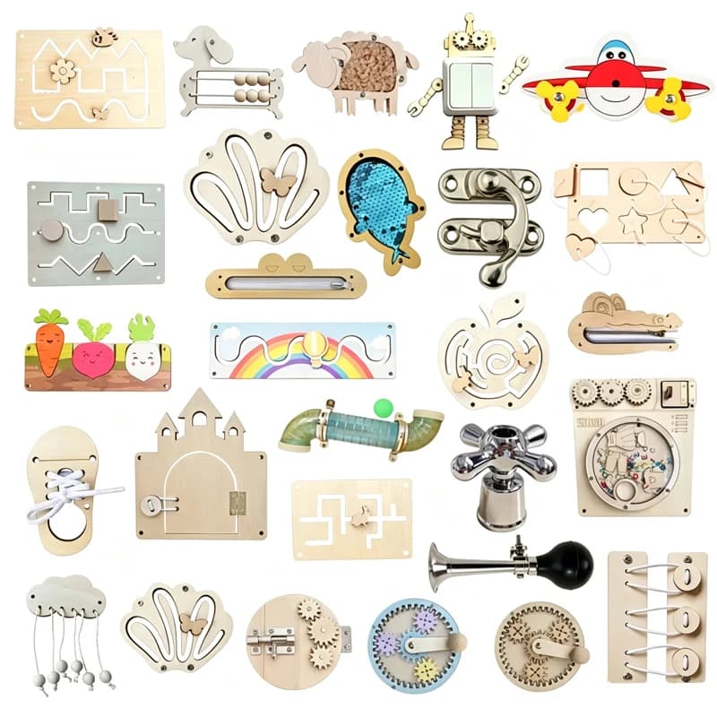 Bambini occupato bordo accessori fai da te attività del bambino abilità motorie fini giochi di apprendimento giocattoli sensoriali Montessori prima educazione Busyboard