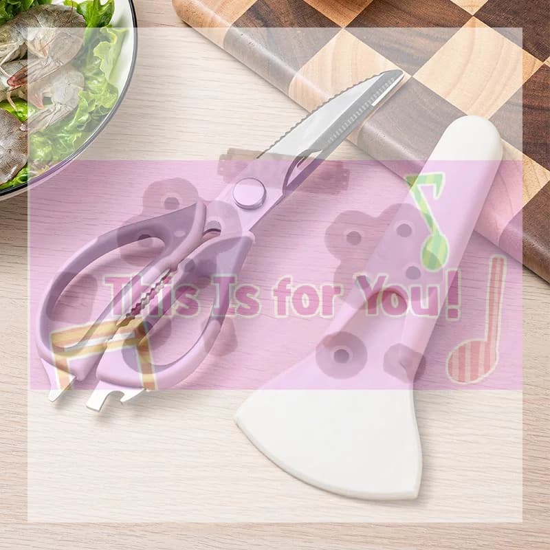 Scissors Household Removable Chicken Bone Scissors Stainless Steel Barbecue Multi-Use Food Scissors With Magnetic Knife Sheath