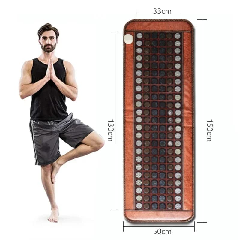 Heated massage mat with natural tormaline The far infrared yoga balance mattress in jade relieves back pain, stress and insomnia, hot stone