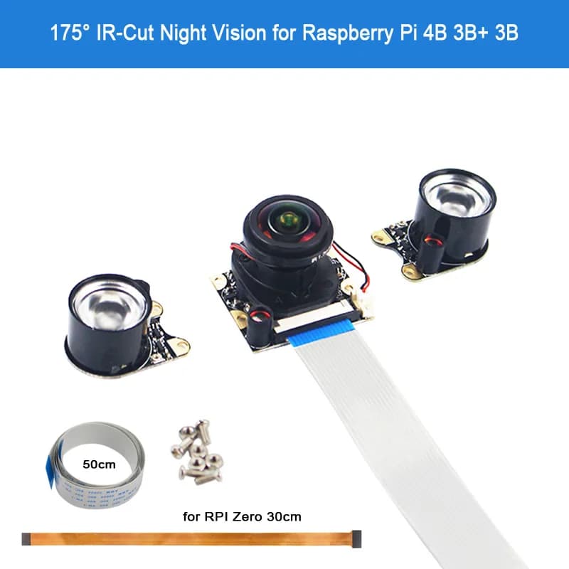 Raspberry Pi 4 Night Vision Fisheye Camera Module 5MP OV5647 IR CUT Camera con luci a infrarossi per Raspberry Pi 4B 3B + 3B