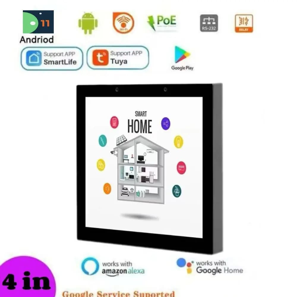2025 Nuovo pannello di controllo per tablet POE da 4 pollici Smart Home Android 11 OS Tablet touch screen per montaggio a parete RS485 per scatola per montaggio a parete 86