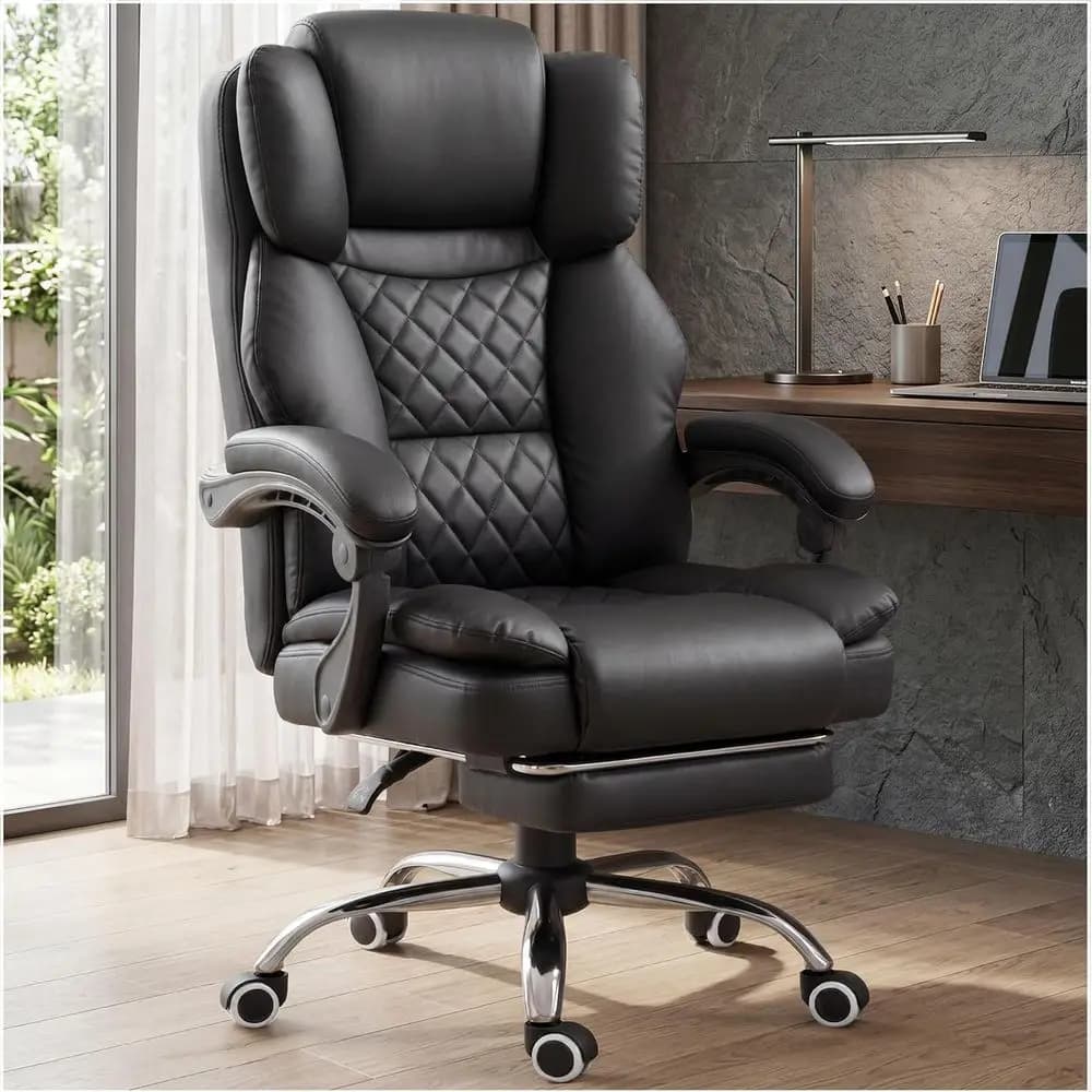 Executive Oice Chair ig and Tall Leather Gaming Chair with ket Spring Cushion & Ergonomic Lumar Support or Lower ack Pain Relie,
