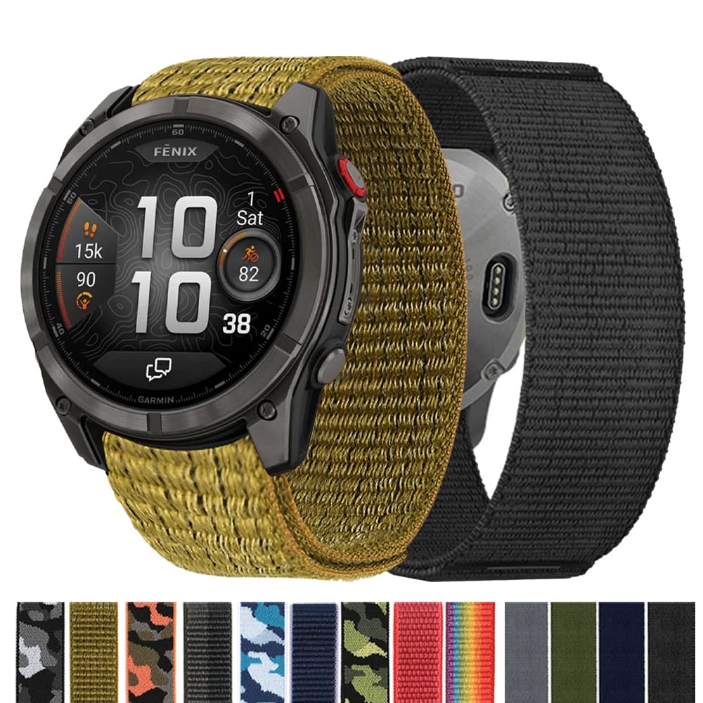 Fascia in nylon 26/22mm per Garmin Fenix8 pro-MICROLED 7X 7 6X/Quatix 8 cinturino ad anello con gancio Forerunner 970 965/Descent Mk3i cinturino braccialetto