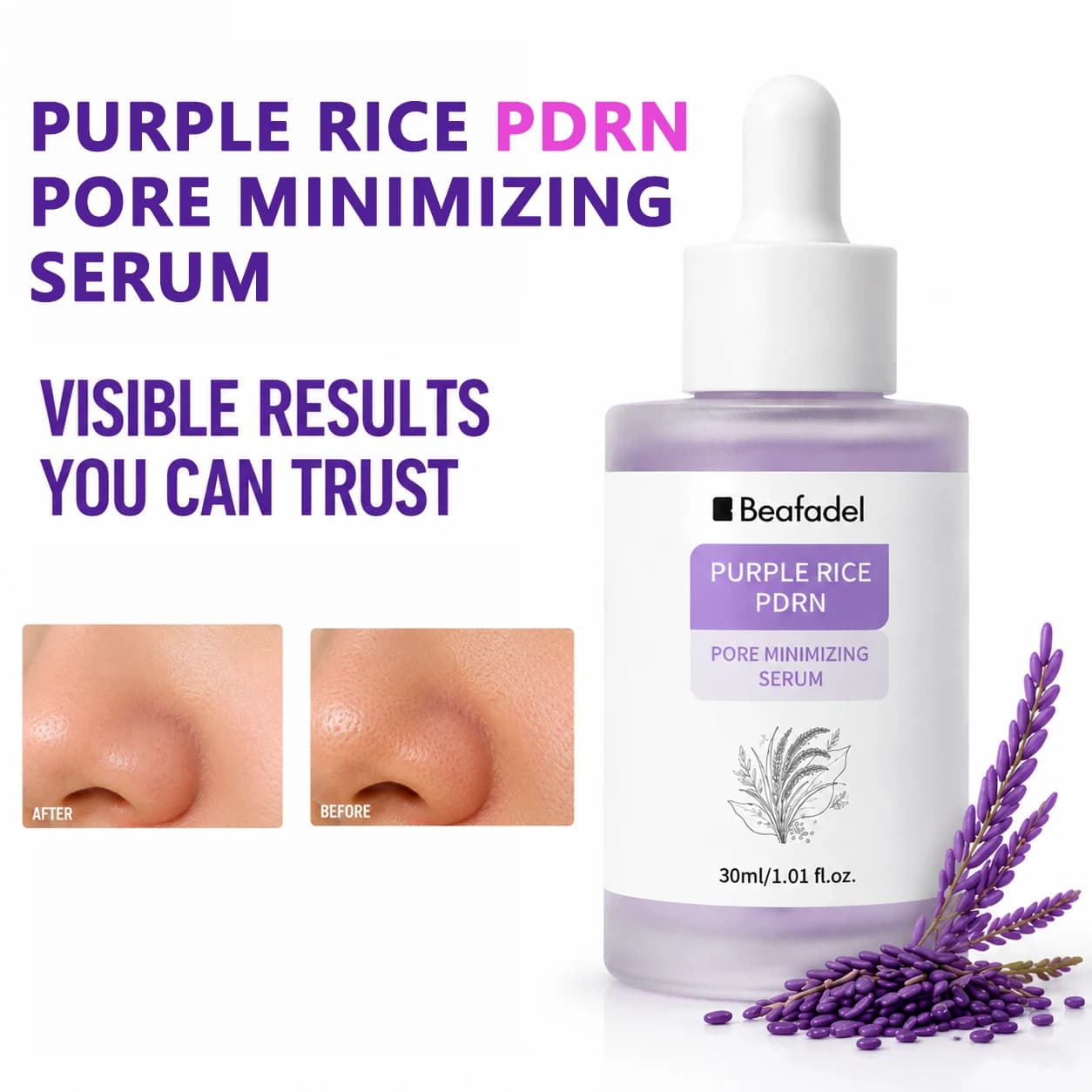 Purple Rice PDRN Serum Skin Reduction Intense Moisturizing Firming Elasticity Boost Multi Action Face Care