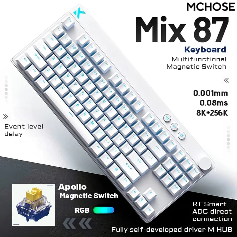 MCHOSE MIX87 Wired Game Keyboard with magnetic switch 8K + 256K Esport 0.08 ms Custom player accessories for low latency e-sports