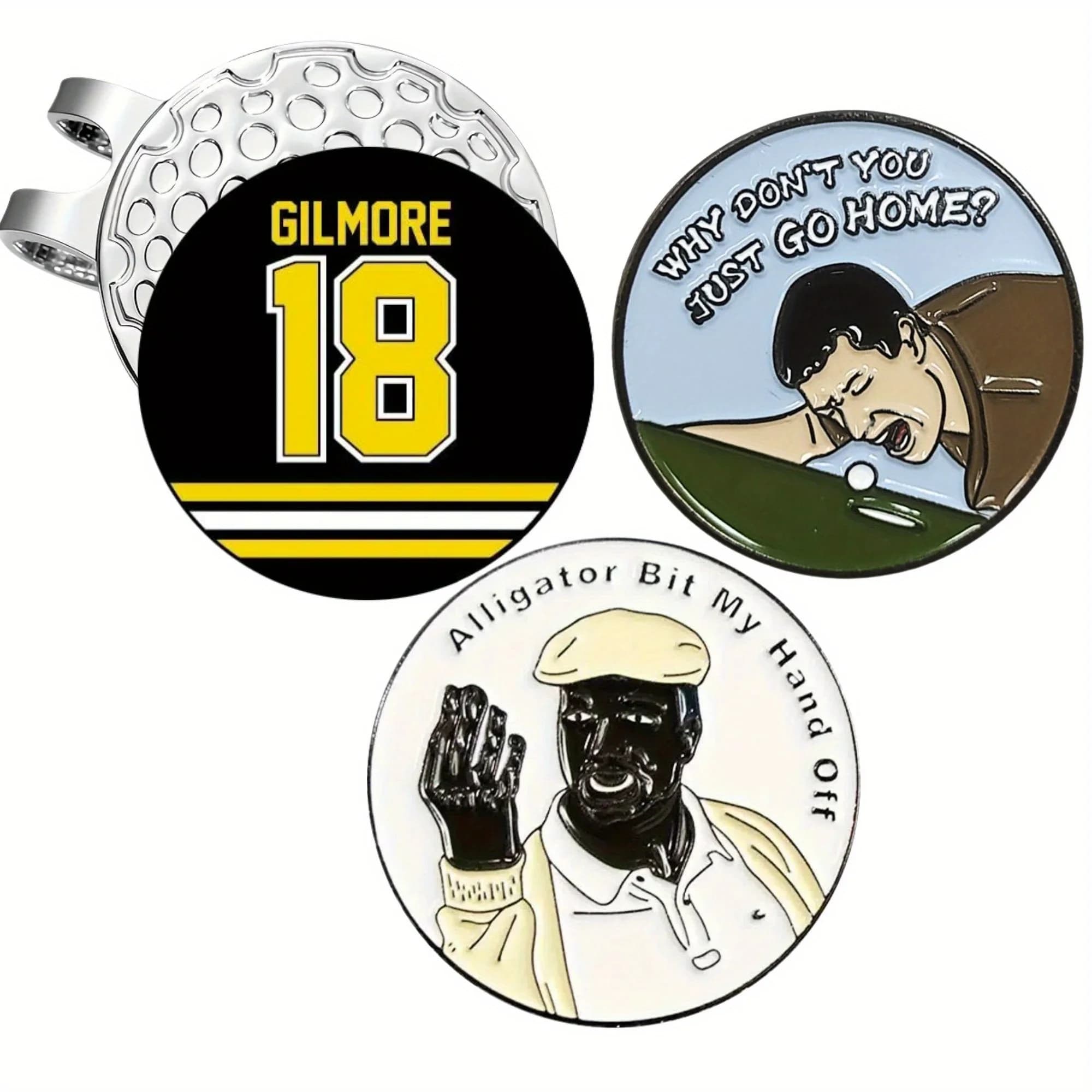 3 conteggi Happy Gilmore Pennarelli per palline da golf Clip per cappelli Accessori da golf per uomo Padre Pallina da golf Timbro Divertenti regali di golf di Natale