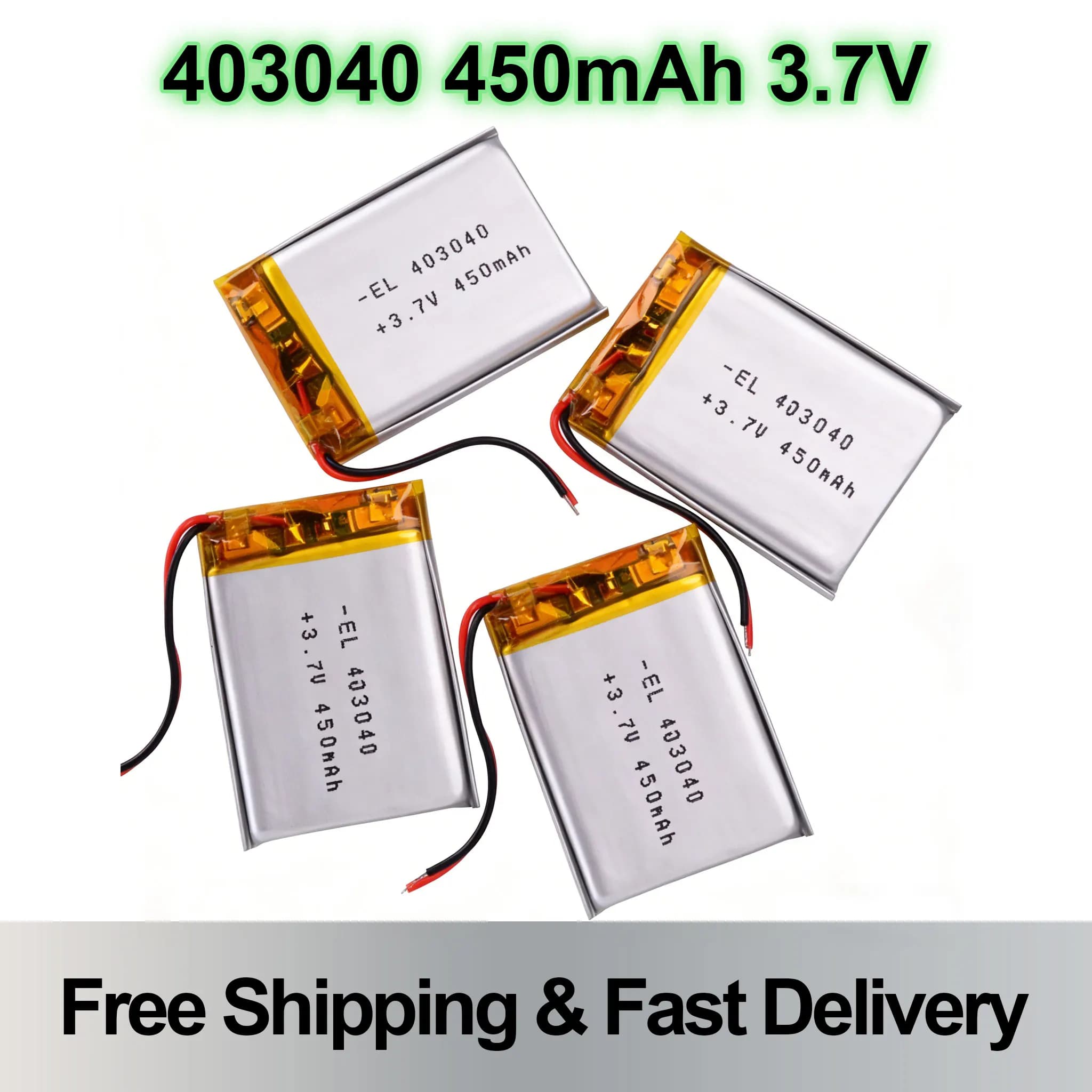 403040 450mAh 3.7V Lithium polymer rechargeable battery for Bluetooth, Xduo X2, DVR and dash cam recorder