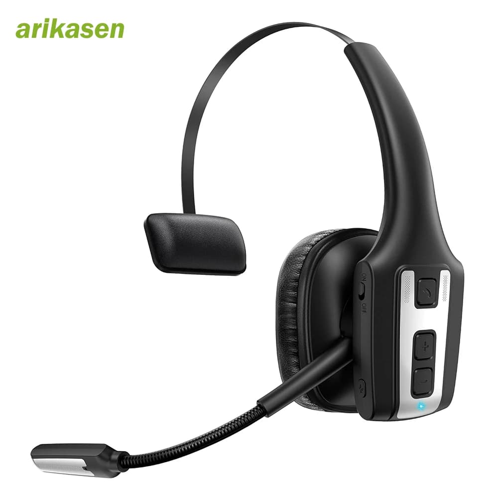 Cuffie Bluetooth per camionista, cuffie wireless con microfono con cancellazione del rumore per riunioni di lavoro, chiamate, computer, laptop, PC, telefono