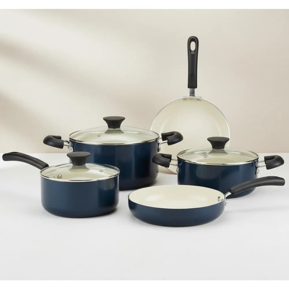 Set di pentole in ceramica antiaderente da 10 pezzi con pentole, padelle e forno olandese - blu per chef domestici