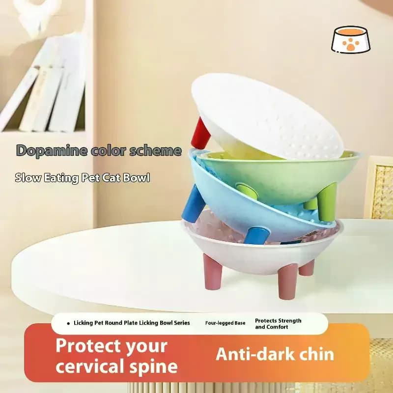 Circular Large Capacity Pet Cat Dog Slow Food Bowl High-footed Bowl For Puppy Small Medium Large Dogs Cats Pet Feeding Supplies