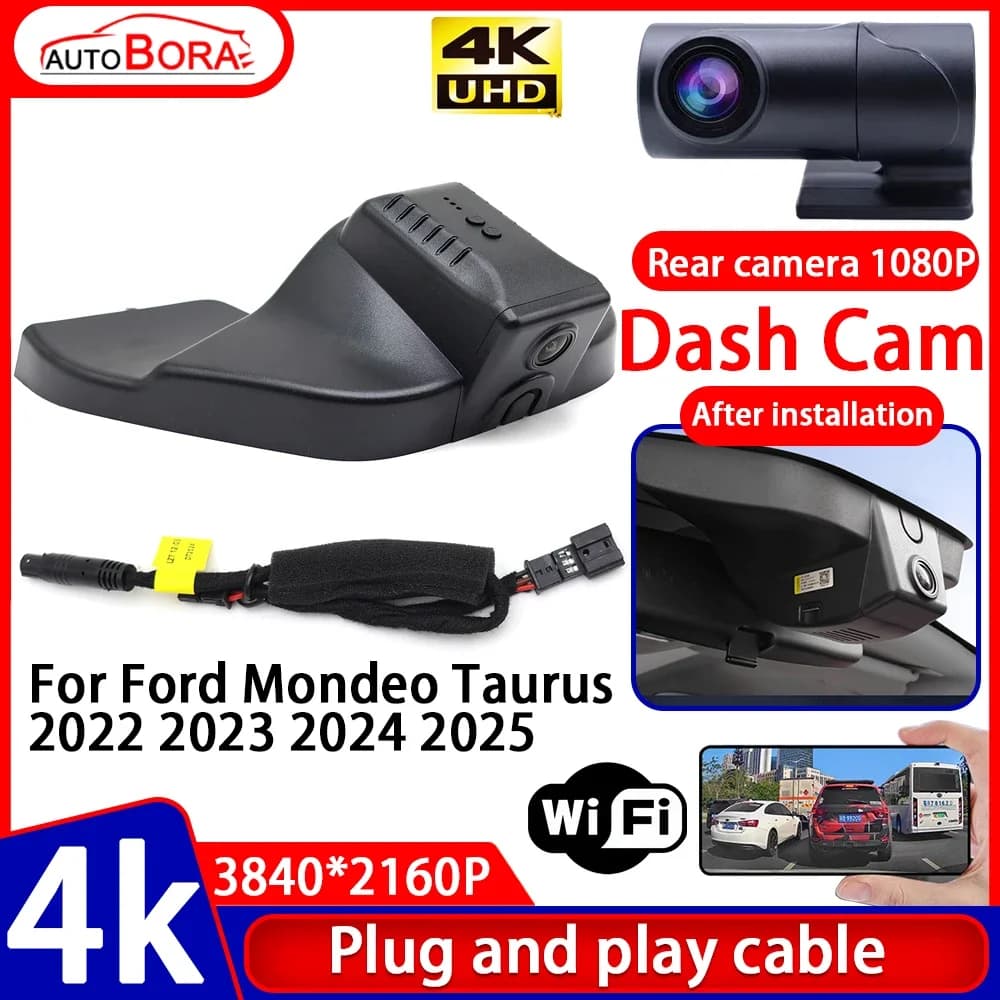 ZhuCamX video recorder Night Visio 4K UHD Plug and Play Car DVR Dash Cam room for Ford Mondeo Taurus 2022 2023 2024 2025