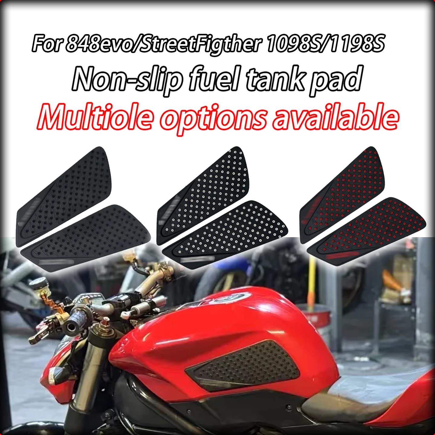 For Ducati 848evo 1198S 1098S 848 Motorcycle Tank Traction Pad Rubber Side Gas Fuel Knee Grip Protector Decal Anti Slip Stickers