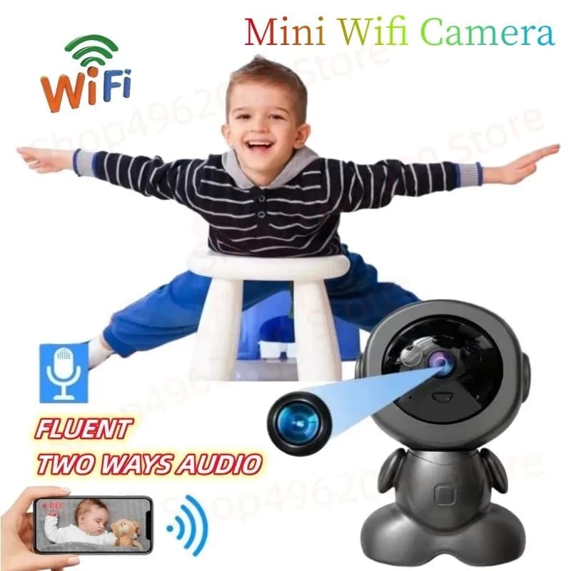 Mini telecamera Wifi Azione vocale bidirezionale Videocamera IP Obiettivo Grandangolo Videoregistratore sportivo Smart Home Visione notturna Micro Cam Magnete