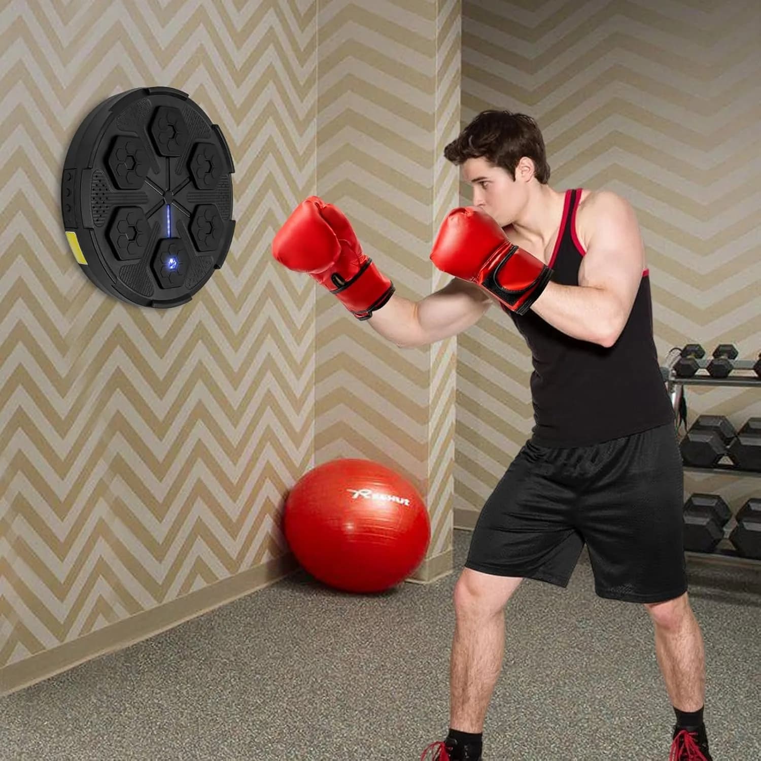 Music Boxing Machine for Adults&Kids, Wall Mounted Bluetooth Smart Boxing Equipment, Boxing Pads with Gloves, Ideas Toys for Home, Office, Gym