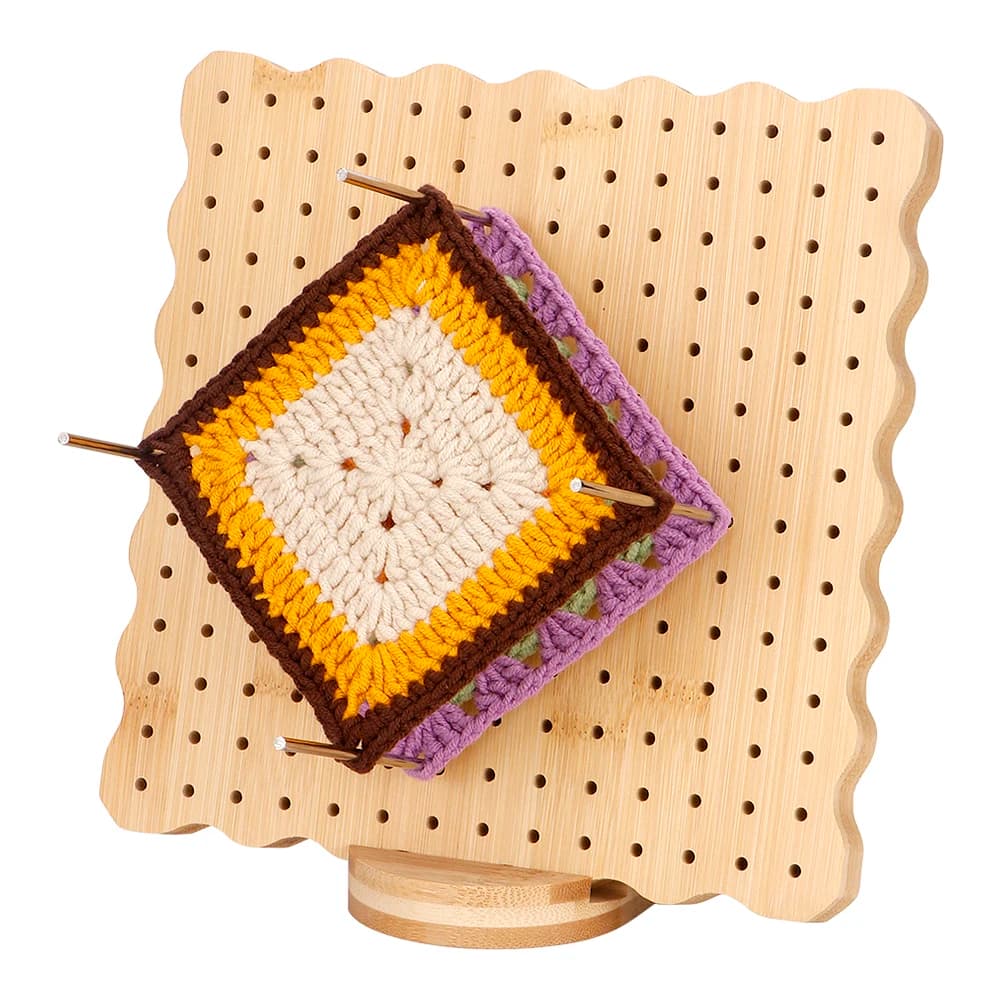 1SET Bamboo Wooden Squares Blocking Board DIY Crochet Knitting Handcrafted Loom Tool for Hand Weaving Crochet Projects