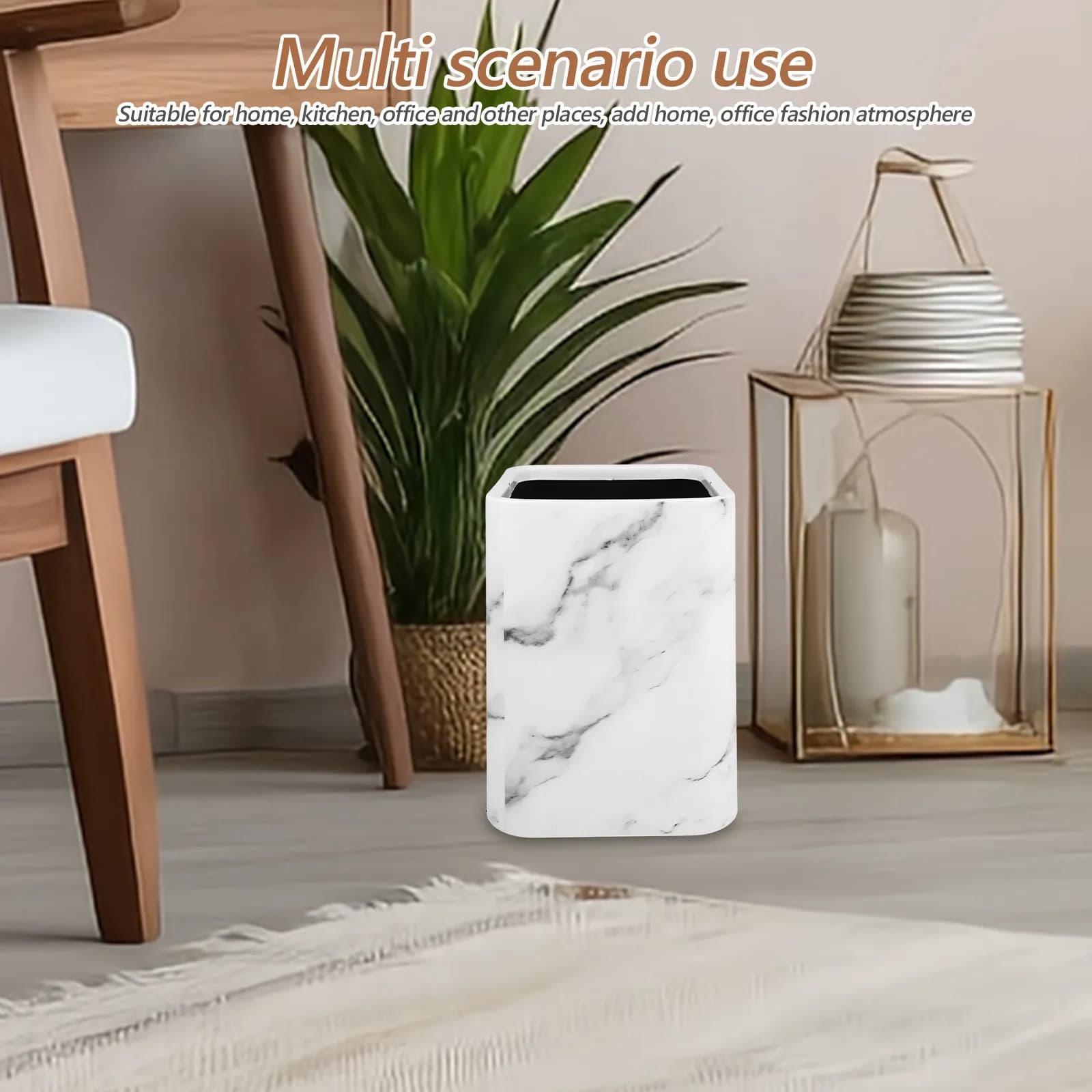 Cestino Moderno in Marmo a Doppio Strato con Ampia Apertura, Pattumiera per Bagno, Cestino per Rifiuti da Cucina, Contenitore per Spazzatura per Camera da Letto e Ufficio