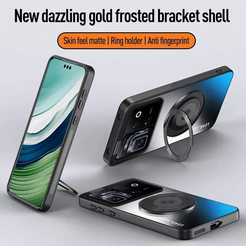 For Honor Robot Phone AG Frosted Magnetic Stand Holder Shockproof Hard Case For Honor Robot Phone Silicone Soft Edge Frame Cover