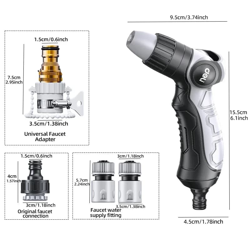 DELI Multifunctional Garden Water Gun Hose Nozzle for Household Car Washing Yard Sprayer Pipe Tube Sprinkle Tool