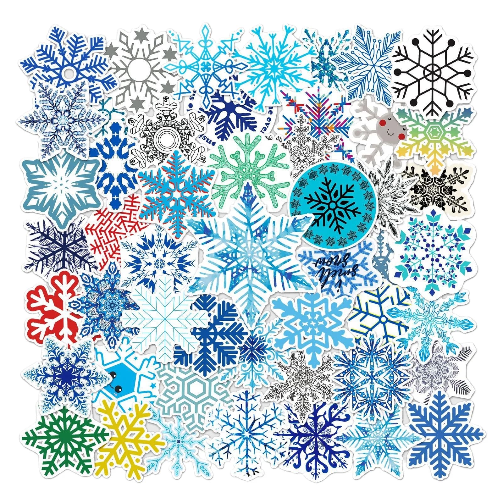 10/30/50 Adesivi Decorativi Stile Ins con Motivo a Fiocchi di Neve Cartoon, per Valigie, Skateboard, Frigoriferi, Notebook, Auto