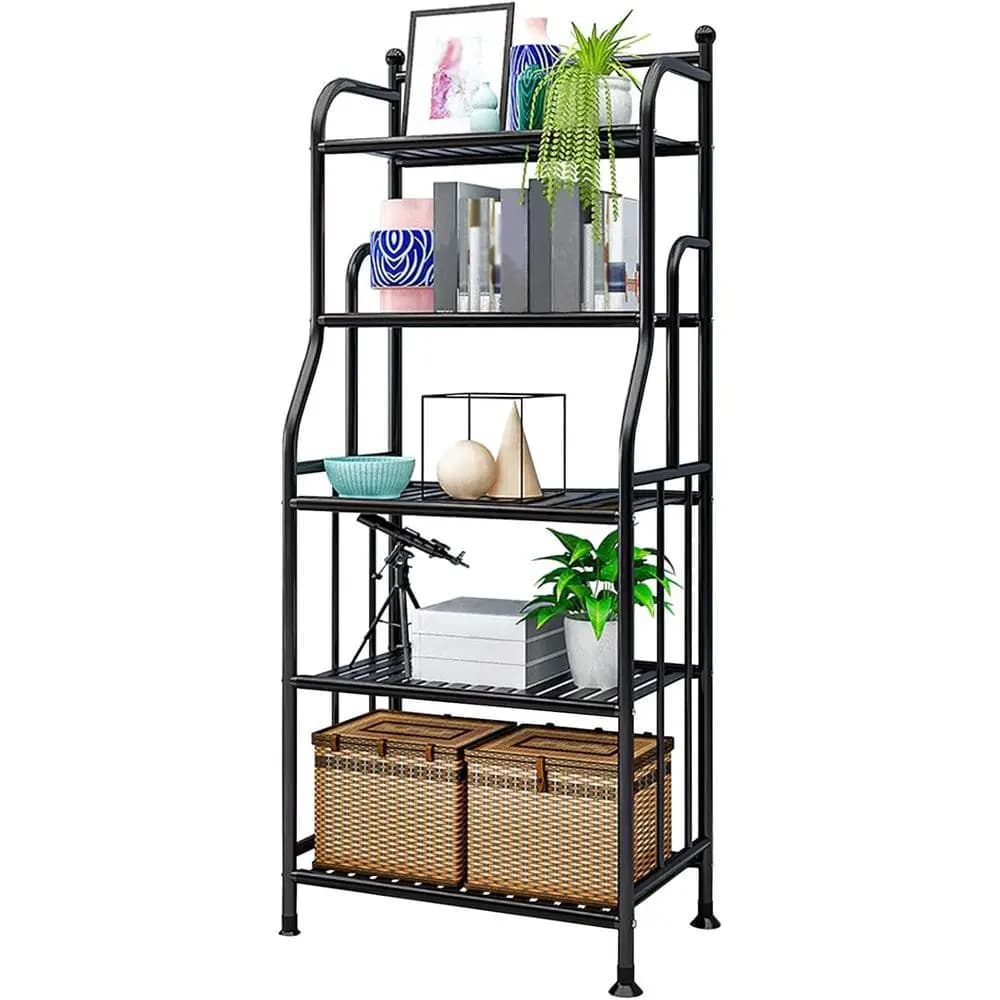 Scaffale Metallico a 5 Ripiani per Interni, Ideale per Vasi, Scarpe, Libri e Piante - Perfetto per Soggiorno, Casa, Ufficio e Cucina