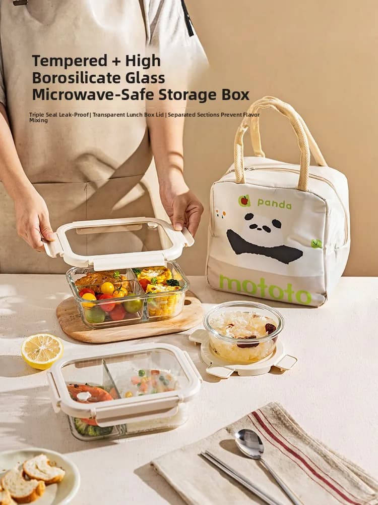 Contenitore per Pranzo in Vetro Moderno per Casalinghe, Adatto al Microonde, Scatola Bento per Frutta, Contenitore per Alimenti di Grado Alimentare, Trasparente, Rettangolare