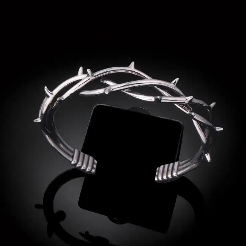 Bracciale con polsino a spina gotica per regalo di gioielli intrecciati in acciaio inossidabile con filo spinato punk unisex