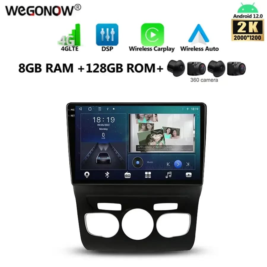 2000*1200 360 8G + 128G Carplay Auto Android 13.0 Lettore DVD per auto GPS mappa WIFI Bluetooth RDS Radio per Citroen C4 2 B7 2013 - 2016