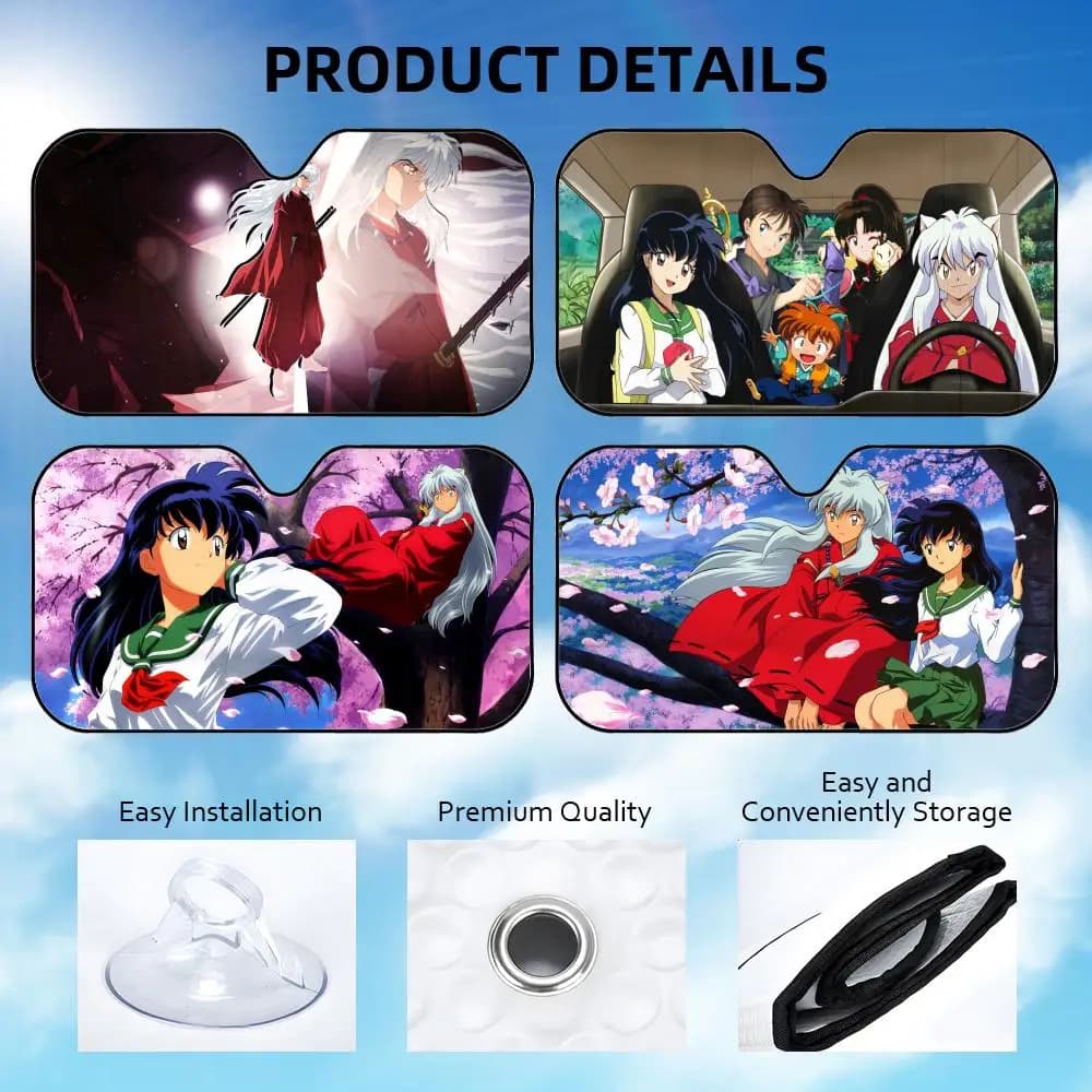 Parasole per Auto Anime I-Inuyasha, Visiera Parasole Riutilizzabile in Alluminio, Protezione UV e Isolamento Termico