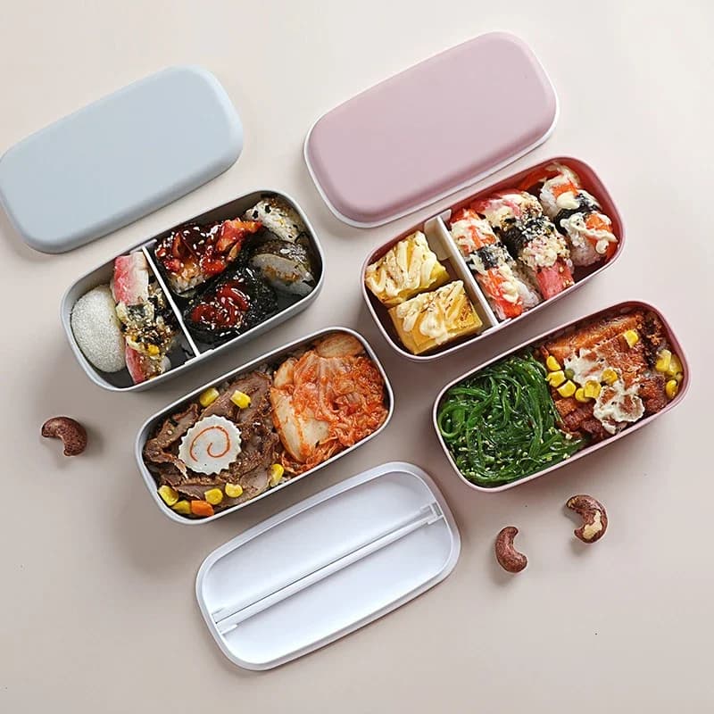 Nuovo cibo portatile a prova di perdite Bento Box a doppio strato Lunch Box Lunch Box per bambini contenitore per alimenti Snack per la conservazione degli alimenti