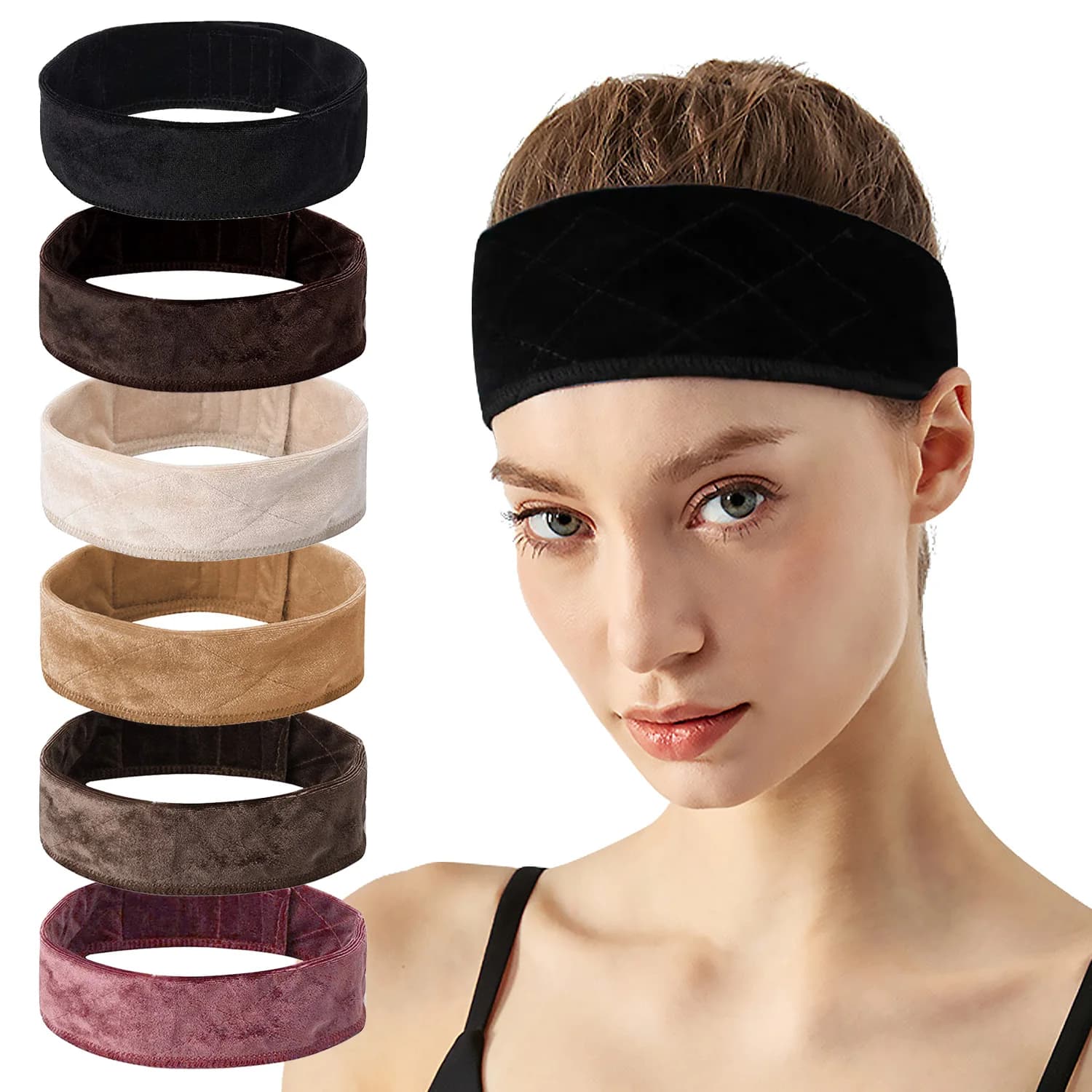 Moda antiscivolo morbido velluto donna impugnature per parrucca sciarpa comfort fascia regolabile parrucca in velluto impugnatura fascia per capelli accessori per parrucca