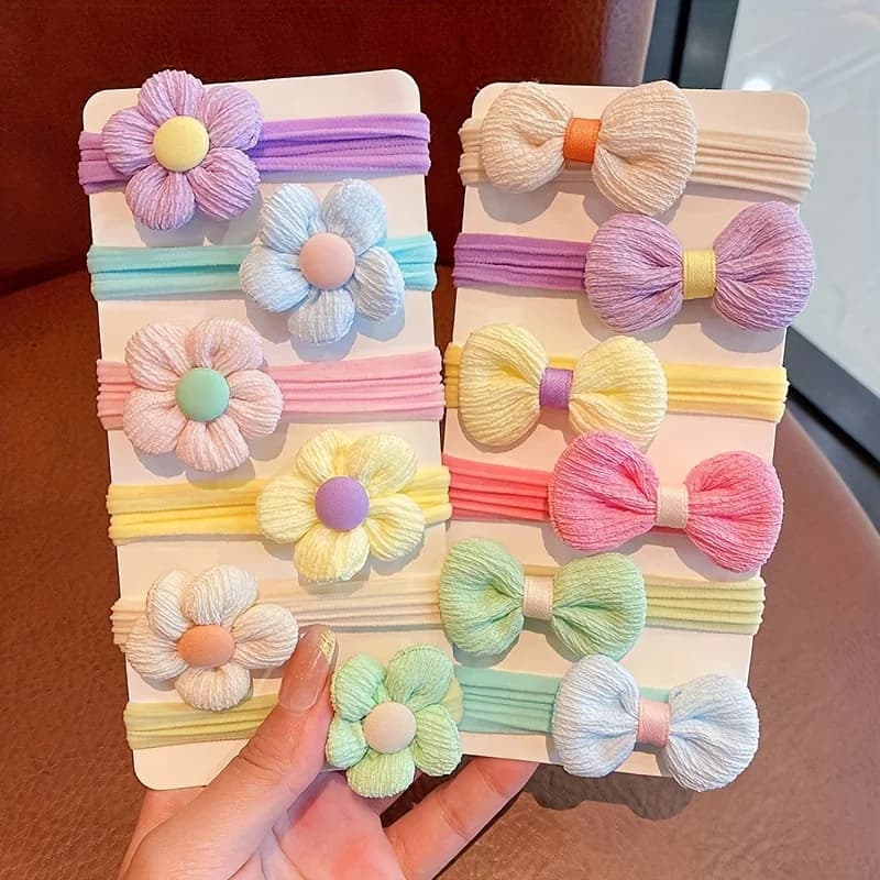 12PCS New Cutting Alloys Of Sweet Princess Hair Flower Bow Women's Girls' Fairy Tales Accessories For Hairdresses Scrunchies