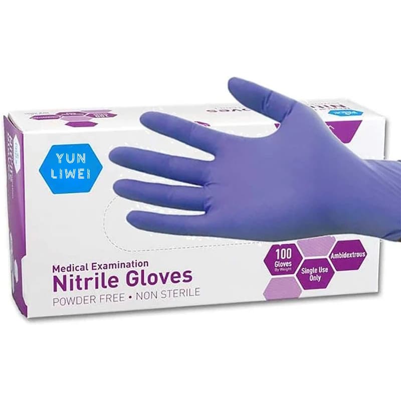 Guanti in Nitrile Morbidi Viola Monouso di Grado Medico Senza Polvere, Estensibili 5X, per Esami Medici, Pulizie e Tatuaggi, 100 Pezzi