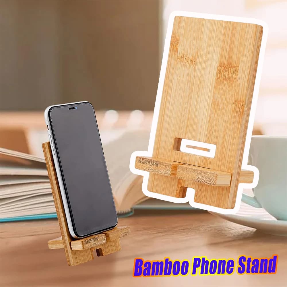 Natural Bamboo Phone Stand Charging Dock Holder Multifunctional Tablet Stand Wooden Base Desktop Cradle Docking Station
