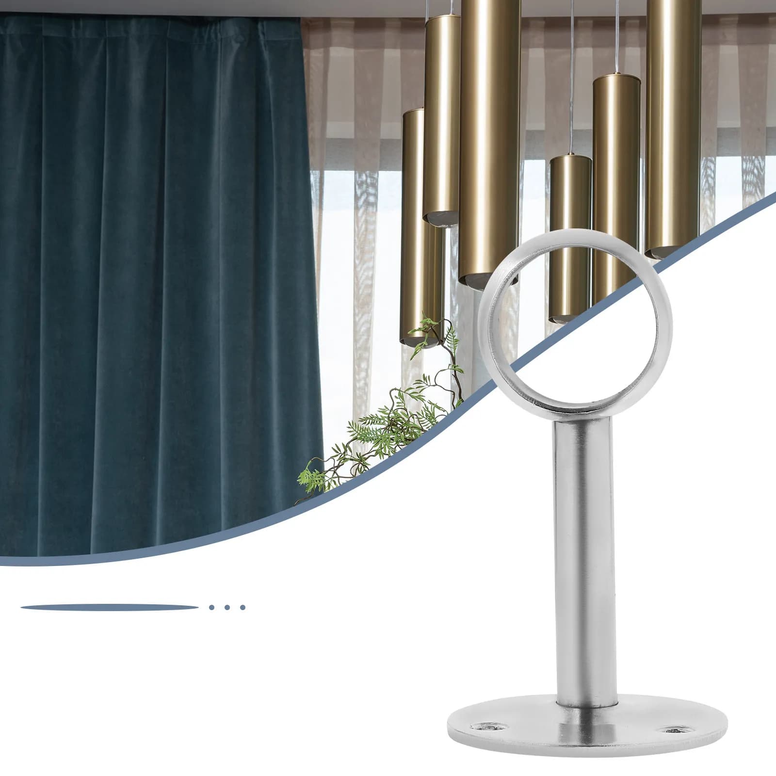 Supporto per asta per tende in acciaio inossidabile, 2 pezzi, per pali da 25 mm, montaggio a parete, soffitto, armadio, bagno, cucina, organizer