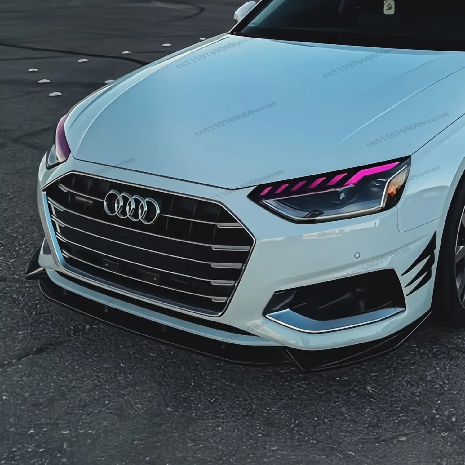 Max Style Gloss Black Front Bumper Lip Spoiler Diffuser Splitter For Audi A4 B9.5 8W TFSI TDI Non S-Line 2020-2024 LCI Bodyklits