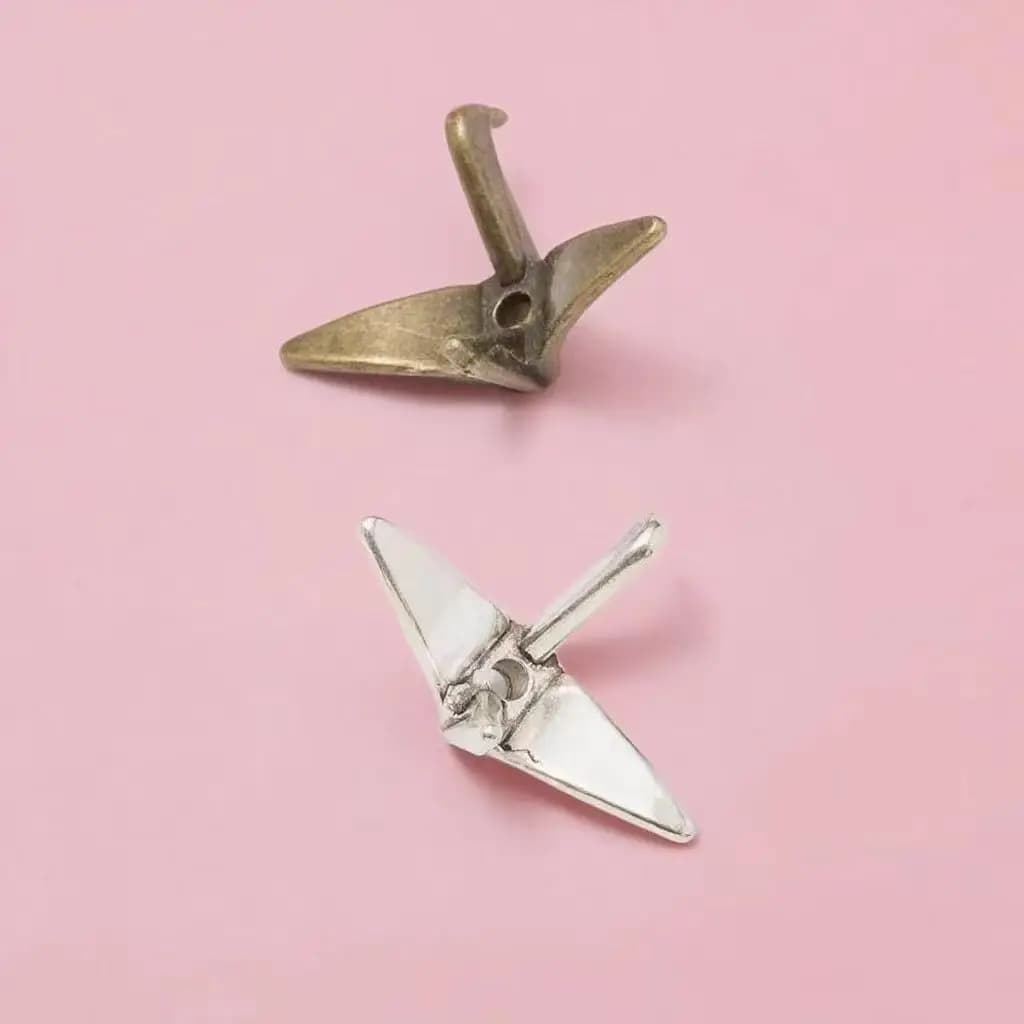 20Pcs Paper Crane Shape Spacer Beads Charms Alloy Metal 3D Origami Crane Beads Loose Bracelet Connector For DIY Jewelry Making