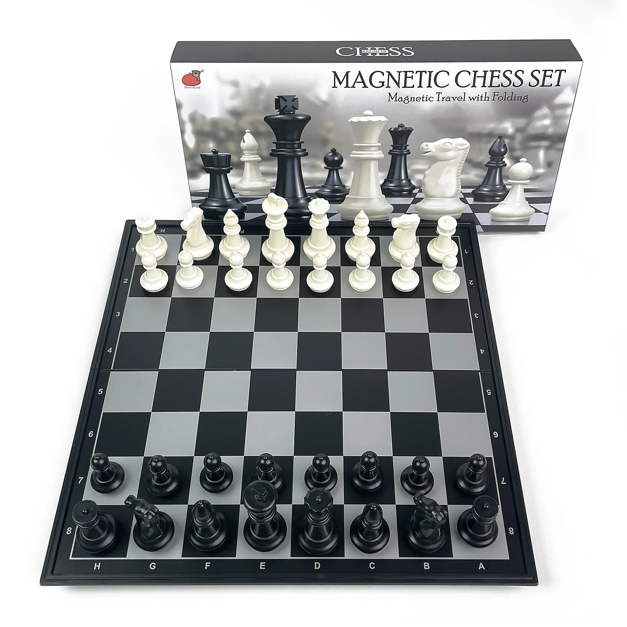 Scacchiera Magnetica Pieghevole Oro e Argento 35,8cm x 36,1cm, Set da Viaggio Portatile in Plastica per Esterni