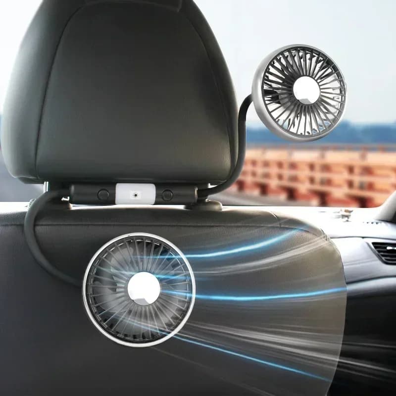 Ventilatore USB per auto, condizionatore d'aria portatile, ventilatore elettrico per casa e ufficio, ventilatore a doppia testa ruotabile a 360 gradi per sedile
