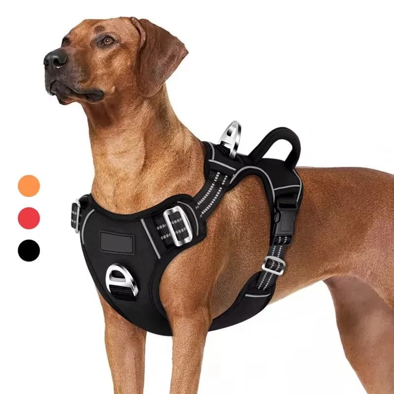 1pcs No Pull Dog Harness No Choke Easy Control Handle Reflective Pet Harness 2 Leash Clips Adjustable Soft Padded Dog Vest
