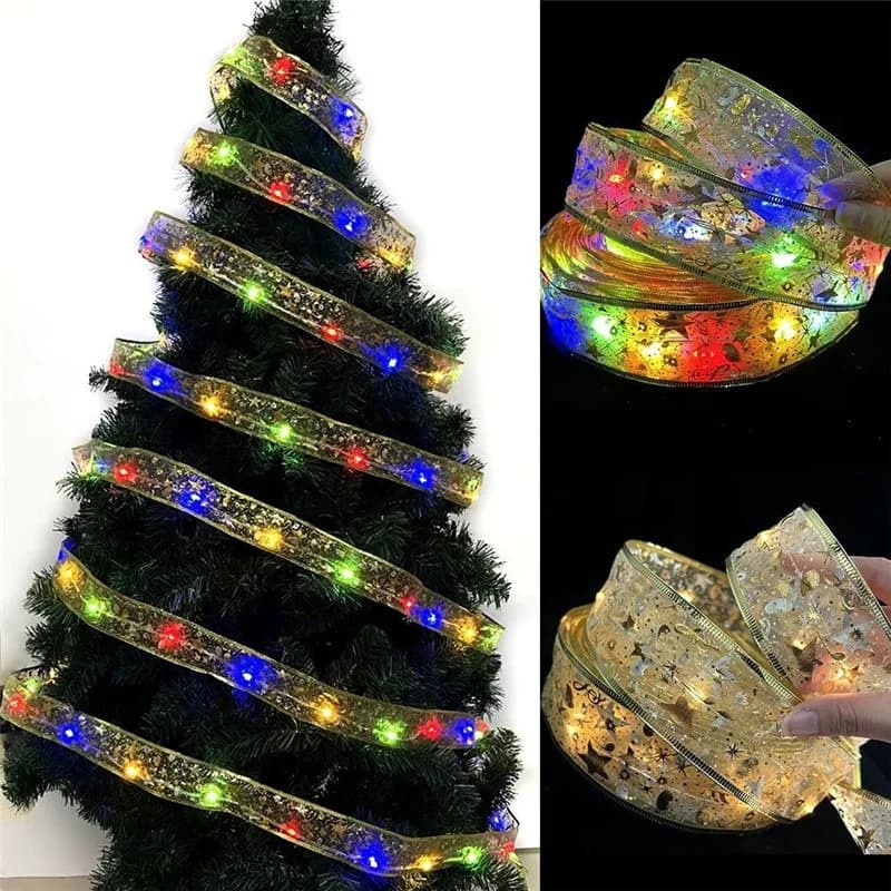 Nastro LED Natalizio 10M/5M/2M, Luci per Fiocchi Fai-da-Te, Decorazione per Festival, Matrimoni, Casa, Albero di Natale, Ornamenti e Pendenti