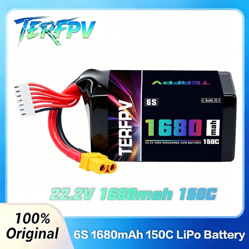 TERFPV 6S 22.2V Lipo Battery 1680mah 150C with XT60 Plug For Quadcopter Drone Airplane RC FPV Helicopter Hobby