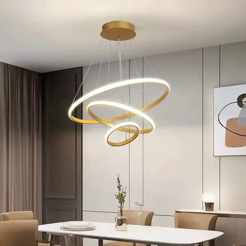 Lampada a Sospensione LED ad Anello, Illuminazione Decorativa da Soffitto, Luci Nordiche per Ristorante, Lampade per Soggiorno e Sala da Pranzo, Apparecchi di Illuminazione per la Casa