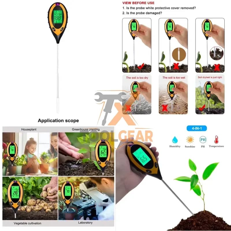 2026hotsale* 4 in 1 Soil PH Meter Soil Tester Moisture Moisture Meter Light and PH Tester for Potted Plants Gardens